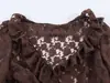 Top feminino de primavera estilo europeu e americano com babados multicamadas e decote V 10416