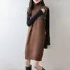 Nuevo Vestido de Punto Grueso de Lana Pura con Punto Siete Cuellos Altos Sin Mangas para Mujer Falda Larga Holgada Otoño/Invierno 2026