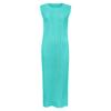 Miyake Minimalista 2026 Verano Nuevo Estilo Japonés Elegante Vestido sin Mangas de Cuello Redondo para Mujer Vestido tipo Tanque de Longitud Media