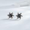 Aretes Vintage de Estrella de Seis Puntas para Hombre y Mujer, Aretes de Moda Personalizados Hip-hop, Aretes de Estrella de Diamante Negro Plata Antigua Simples