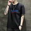 Nueva Camiseta de Manga Corta Verano 2024 para Hombre Estampado de Letras Europeo y Americano Holgada Versátil Moda Marca Top de Media Manga