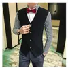 Roupa de trabalho garçom masculino ktv dj camisa masculina falsa de duas peças estilo de cabelo mestre vestimenta de trabalho colete de barman