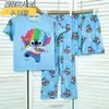 Pijama de Verano para Niños Conjunto de Tres Piezas con Camiseta de Manga Corta, Shorts y Pantalones Largos para Niños y Niñas Ropa de Casa de Dibujos Animados para Niños Pequeños y Medianos Estilo de Dibujos Animados