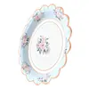 Platos de Papel Desechables Florales Acuarela Transfronterizos, Platos de Postre de Encaje para Pasteles, Decoraciones para Fiestas de Cumpleaños, Bodas y Té