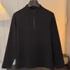 Capa base casual de medio cierre estilo americano para hombre, sudadera deportiva cleanfit de otoño e invierno, camiseta de manga larga con cuello semialto