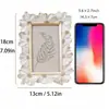 Marco de Fotos de Encaje Transfronterizo Estilo Francés de Gama Alta Creativo con Borde Blanco Dorado Marco de Fotos de Pétalos Tridimensionales en Forma de Flor para Sala de Estar y Estudio