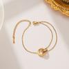 Pulsera de Acero Titanio con Costura de Doble Anillo Fuente Romana para Mujer, Pulsera Dorada Versátil que No se Desvanece, Diseño de Nicho, Accesorios de Lujo Ligero