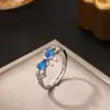 Anillo de Mariposa Amor Nuevo Transfronterizo Completo de Diamante para Mujer Anillo de Zirconia de Color Abierto Ajustable de Gama Alta Venta al por Mayor