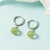 Pendientes de Jade Hetian para Mujer 2021 Nueva Tendencia Lujo Ligero Estilo Coreano Ear Cuffs Textura de Jade de Alta Gama Pendientes Largos Regalo del Día de San Valentín