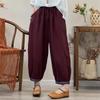 Pantalones de Algodón y Lino hasta el Tobillo para Mujer 2025 Nuevo Estilo Étnico de Nicho Literario y Artístico Chino Pantalones de Pierna Bordados Farol Pantalones de Lino para Mujer a la Moda
