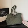Bolso de Moda con Bordado de Rombo de Gran Capacidad 2026 Nuevo Estilo Bolso de Hombro Bolso Tote Simple Versátil Bolso de Mano de Algodón