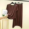 Modal com decote em V de manga curta terno de saia das mulheres verão desgaste exterior plus size estilo coreano solto emagrecimento casual terno de duas peças