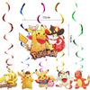 Suministros para fiesta de cumpleaños de Pikachu plato de papel vaso de papel servilleta mantel cubiertos para fiesta de Pikachu cuchillo, tenedor y cuchara