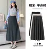 Falda media de maternidad, estilo primavera y otoño, cómoda y fluida, adecuada para otoño e invierno, falda larga sin aros, diseñada para mujeres petites