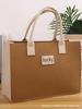 Bolso de Fieltro de Gran Capacidad Bloqueado por Color, Bolso de Compras para Viajes Diarios, Bolsa de Regalo, Bolsa de Recuerdo, Bolso a Juego, Bolso Tote, Bolso de Mano