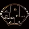 Estante de exhibición antiguo chino modelo de casa de sala de té gabinete de té adornos tetera de té tarro sellado de cerámica tetera de barro cocido juego de té