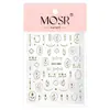 Adesivos de nail art com flores de tulipa, pérolas em relevo, diamantes de cristal, tulipas douradas tridimensionais e adesivos de unha com borda metálica