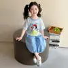 Conjunto de Verão Branca de Neve para Meninas, Manga Curta, Estilo Fino, Novo Estilo 2026, Conjunto de Duas Peças Casual e Estiloso para Bebês Meninas