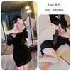 Noche Larga Lencería Romántica Estilo Puro Deseo Encaje Elegante Vestido de un Hombro Sexy Bodycon Ceñido a la Cadera 1562