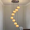 [Transfronterizo] Lámpara Colgante Giratoria Estilo Antiguo con Líneas Largas, Iluminación de Escaleras de Gama Alta, Diseño Minimalista, Lámpara Colgante para Escaleras Abiertas
