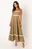 Verano 2024 nuevo vestido elegante de tirantes tipo tubo con costuras de encaje de color liso y falda amplia -88106