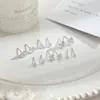 Joias de prata s925 prata de lei brincos de tarraxa em formato de coração com quatro garras brincos de zircônia com strass moda simples básico