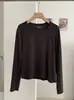 KEKEZOON Nuevo Otoño Manga Larga Ajustado Versátil Cuello Redondo Color Sólido Camiseta de Manga Larga Top para Mujer 8714