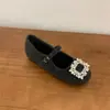 Zapatos Mary Jane con Plataforma Aumentadora de Altura con Piel Calzado de Invierno para Mujer Estilo 2026 Estilo Coreano Zapatos Individuales de Lana Gris con Pedrería Zapatos de Algodón con Suela Gruesa para Mujer