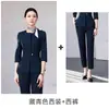 Conjunto de Terno Profissional Azul Marinho com Manga Três Quartos para Mulheres, Novo Verão de Alta Qualidade, Roupa de Trabalho para Gerente de Salão de Beleza, Recepção de Hotel