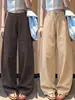Pantalones Curvos Estilo Ropa de Trabajo Caqui para Mujer, Nuevo 2026 Engrosados Petite Casual de Cintura Alta Sueltos de Pierna Ancha