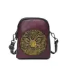 Bolso Cruzado Estilo Chino con Ciervo en Relieve Vintage, Bolso Casual de Viaje Nuevo Estilo Chino, Bolso Vertical para Teléfono Móvil