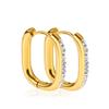 Anel de pigmento dourado estilo frio brinco de aço titânio brilhante joia cruzada novo moderno aço inoxidável diamante de lama brinco
