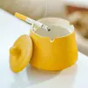 Cenicero Blanco de Cerámica Hecho en Fábrica para Uso en Oficina, Anti-Ceniza Volante, Alto Valor Estético, Regalo Creativo, Regalo Exquisito para Otros