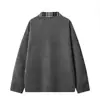 Nuevo look de dos piezas estilo americano para Primavera y Otoño, sudadera casual de retazos a cuadros con cuello polo, unisex, con corte relajado.
