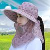 Chapéu de Sol Novo 2025 com Aba Grande Feminino de Verão para Bicicleta com Cobertura Facial Anti-Ultravioleta Chapéu de Sol com Aba Grande Chapéu Fresco para Colheita de Chá