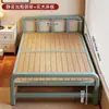 Cama plegable de hierro sin instalación para adultos, cama doble de 1.5 m para dormitorio, cama con estructura de hierro engrosada y reforzada para viviendas de alquiler