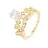 Exquisito Anillo Hueco de Cobre Puro con Zirconia, Diseño Geométrico Pequeña Corona, Moderno y Versátil, Exclusivamente para Ventas Transfronterizas