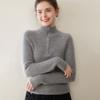 Elegante a Rayas, Cómodo para Ropa de Trabajo, Suéter de Cachemir Cálido con Cremallera Media, Cuello Medio Alto, Moda Nueva para Mujer