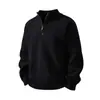 Suéter casual y de moda para hombre, de corte holgado, para otoño e invierno, con cuello alto, diseño de punto y un moderno cierre de media cremallera.