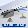 Novos Óculos Color-Changing para Dirigir, Anti-UV, Anti-Luz Azul Lentes Planas, Armação Quadrada Fashion Óculos Fotossensíveis para Miopia para Homens