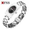 Reloj de Aleación Ofns es Compacto y Exquisito, Reloj de Cuarzo para Mujer Estilo Negocios con Patrón Rayos de Sol, Reloj Simple Cuadrado, Venta Directa