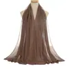 Novo Lenço de Cabeça de Chiffon com Pérolas e Strass para Mulheres, Lenço Longo com Corrente para Sorteio, Lenço Longo, Xale YS010