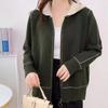 Suéter para Mujer 2026 Primavera Nuevo Diseño Estilo Coreano Nicho Bloques de Color Tejido Cardigan con Cremallera Sudadera con Capucha Tendencia para Mujer