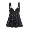 Ropa de Mujer de Comercio Exterior al por Mayor Verano Nuevo Estilo Europeo y Americano Moda Flor Bordado Cuello V Vestido de Tirantes 0881396