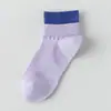 Meias 100% Algodão para Mulheres, Meias de Cano Médio para Primavera e Verão, Absorventes de Suor, Antiodor, Antipelos, Meias Esportivas Fitness Color Block Dopamina