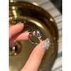 Anillo Antiguo Vintage para Mujer Chapado en Oro de 18k Perla Blanca Gris de Alta Gama Nicho Francés Lujo Ligero