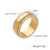 Anillo de moda personalizado transfronterizo europeo y americano con diamantes para el dedo índice en ambos lados, anillo de moda para pareja, anillo de acero de titanio con diamantes en dos filas