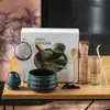 Tazón de Matcha de Cerámica Japonesa Transfronterizo, Utensilios para Preparar Té de la Dinastía Song, Juego de Batidores de Té de 100 Piezas, Caja de Regalo para Ceremonia de Té