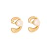 [Ice Meng] aretes geométricos irregulares temperamento aretes de perlas moda acero inoxidable aretes en forma de C E538
