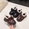 Sapatos de Couro de Lã para Meninas 2025 Novo Estilo de Inverno Sapatos Lolita com Forro de Lã Mocassins Estilo Britânico Melard Sapatos Quentes de Algodão